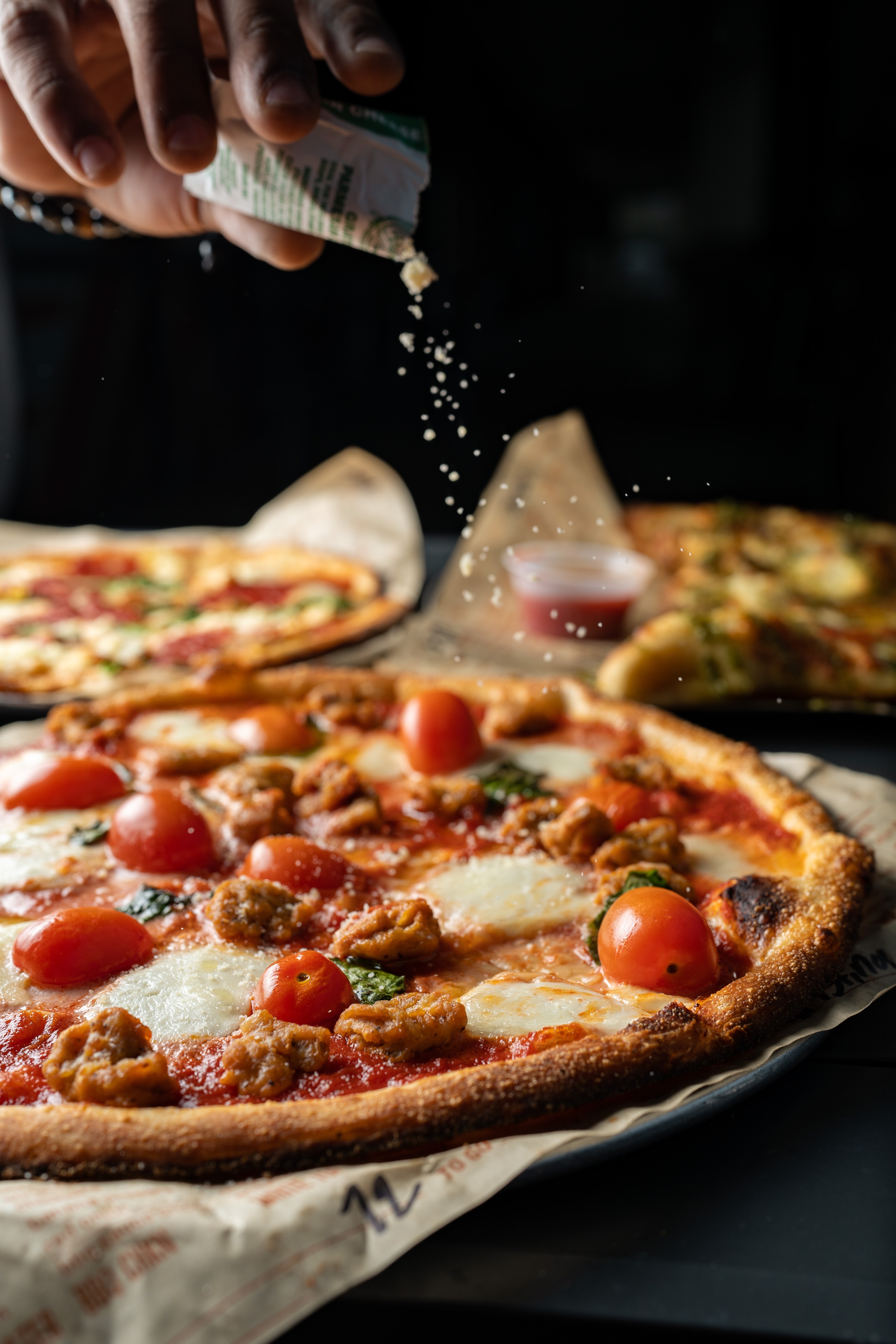 Dominos-img Unrecognizable Hand Sprinkling Salt on Appetizing Pizza